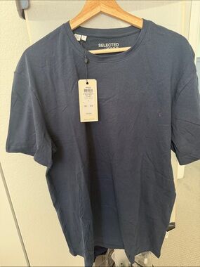Selected Homme Navy Short Sleeve Crew Tee